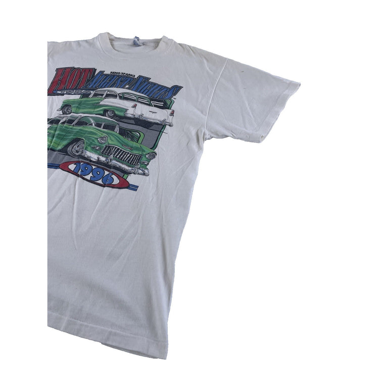 Mens Vintage 1996 White Hot August Nights Racing Graphic T Shirt Size Large