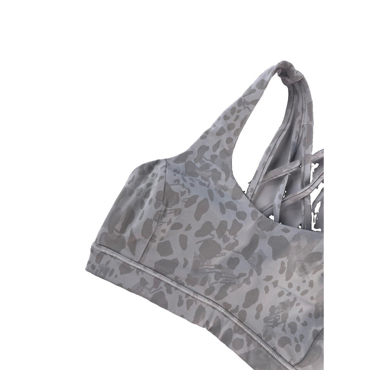 Womens Lululemon Gray White Leopard Animal Sports Bra Size 2