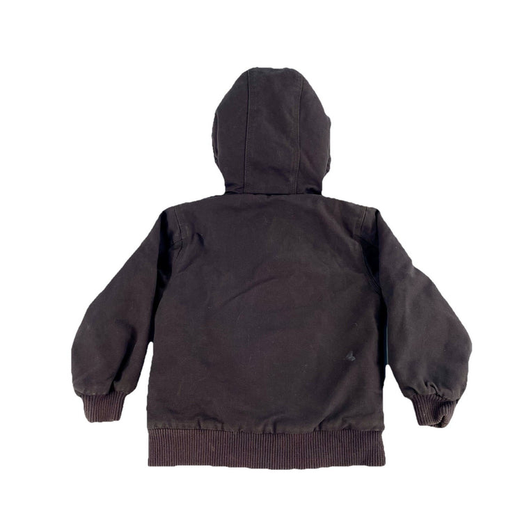 Kids Carhartt Brown Quilted Flannel Lined Active Zip Up Jacket Size XS