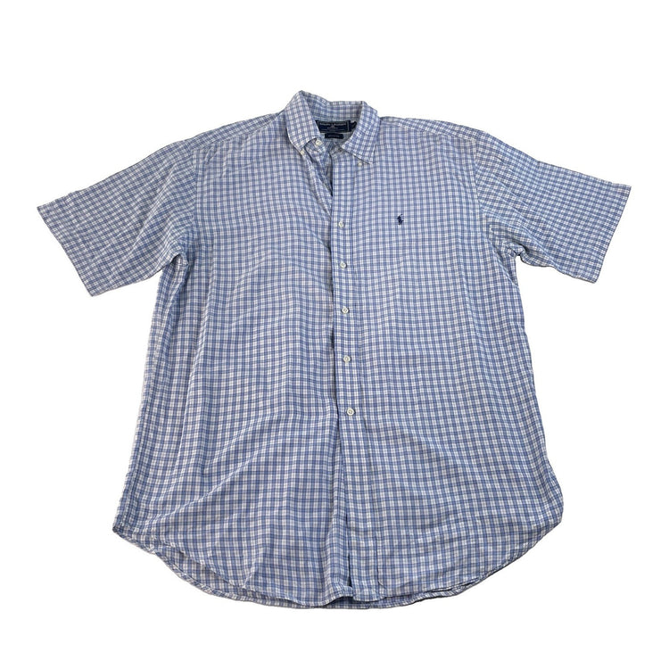 Men's Ralph Lauren Sport Blue White Plaid Button Down Shirt Size L