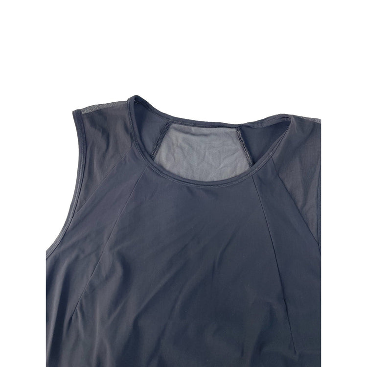 Womens Lululemon Black Mesh Panel Pleated Back Athletic Gym Tank Top Size 2xl