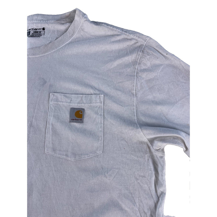 Mens Carhartt Distressed White Loose Fit Pocket Short Sleeve Shirt XL Tall