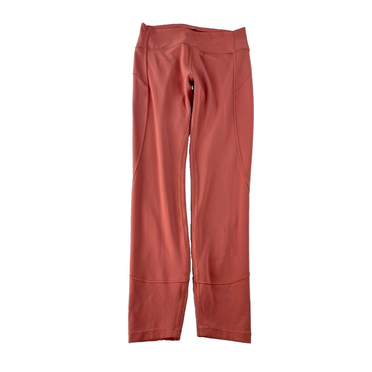 Women's Lululemon Athletic Leggings Coral Terracotta With Seam Detail Size 8