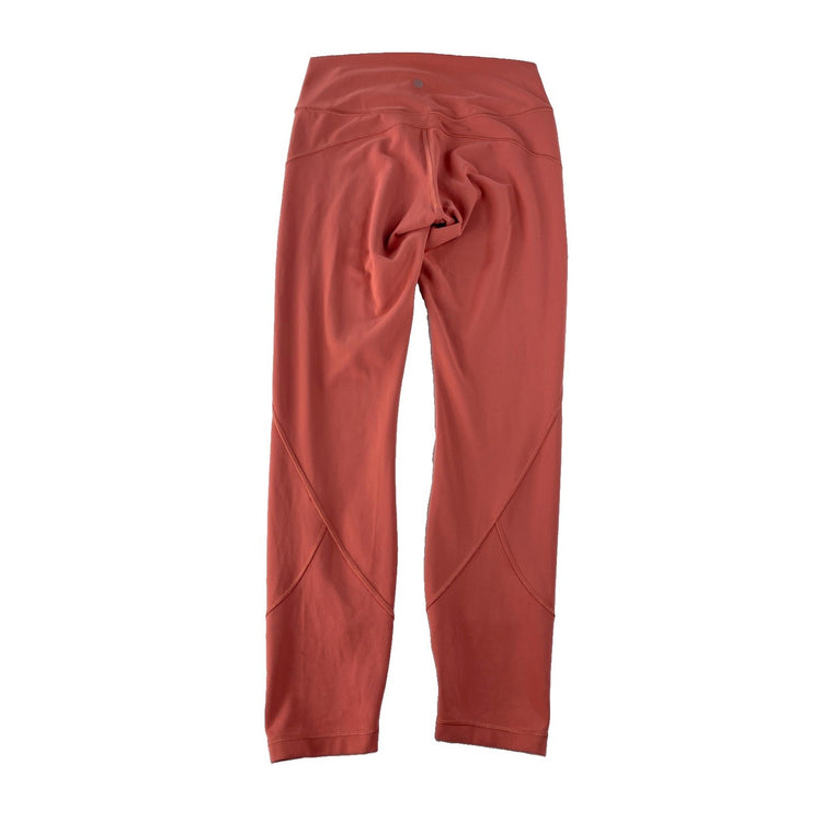 Women's Lululemon Athletic Leggings Coral Terracotta With Seam Detail Size 8
