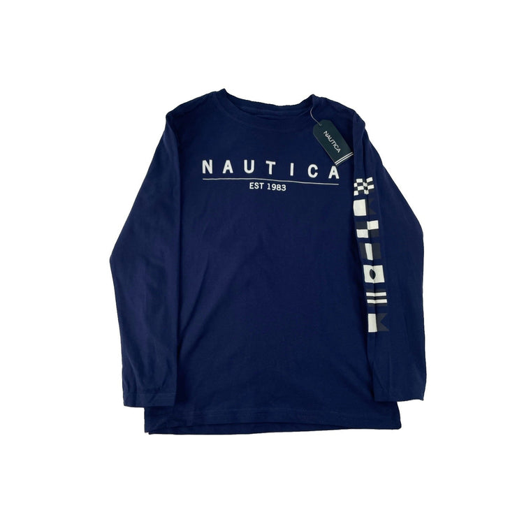 Kids Nautica Navy Blue Long Sleeve T Shirt Size Large