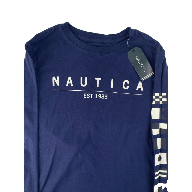 Kids Nautica Navy Blue Long Sleeve T Shirt Size Large
