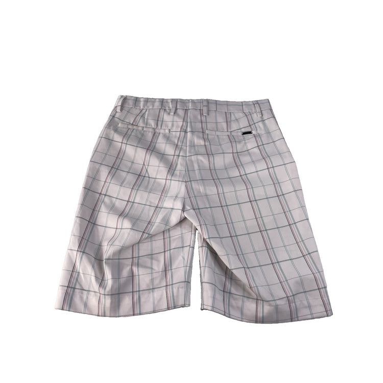 Mens Greg Norman White Plaid Golf Shorts Size 33