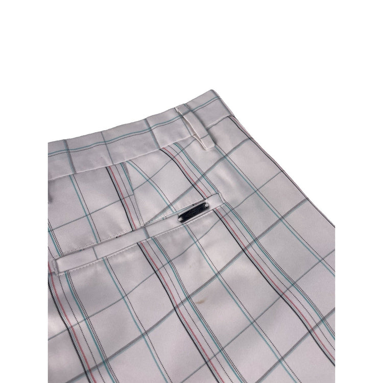 Mens Greg Norman White Plaid Golf Shorts Size 33