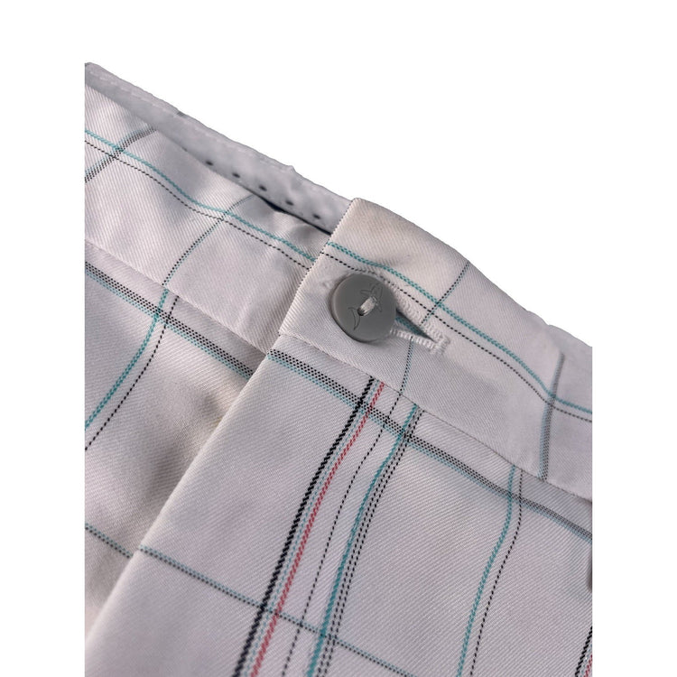 Mens Greg Norman White Plaid Golf Shorts Size 33