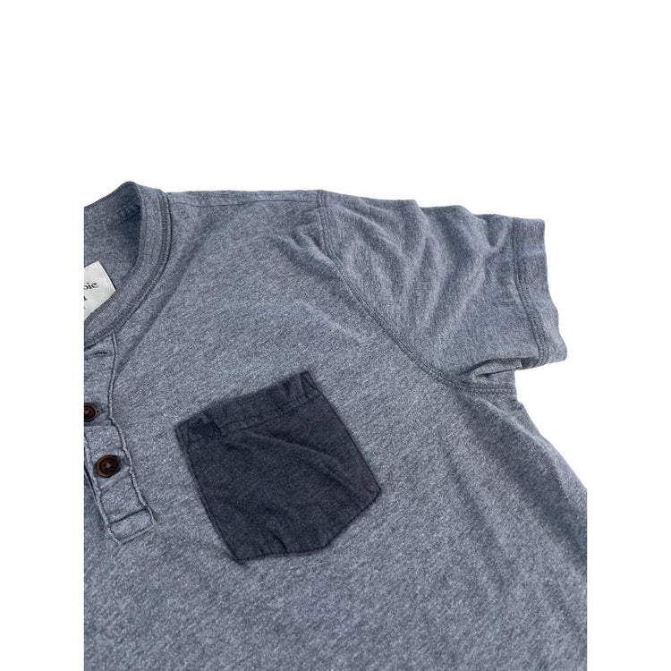 Mens Abercrombie & Fitch Gray Muscle Fit Henley Shirt with Pocket Size Medium
