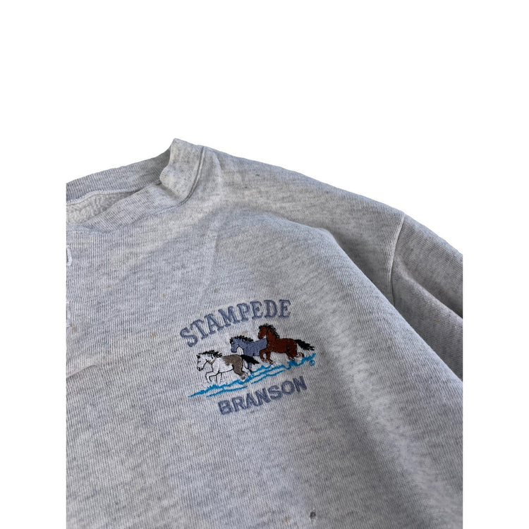 Unisex Vintage Stampede Branson Graphic Henley Sweatshirt Size M