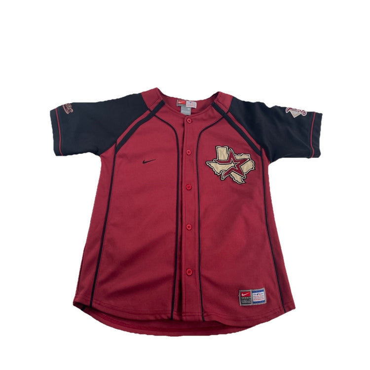 Vintage Kids Astros Jersey Button Up M Red