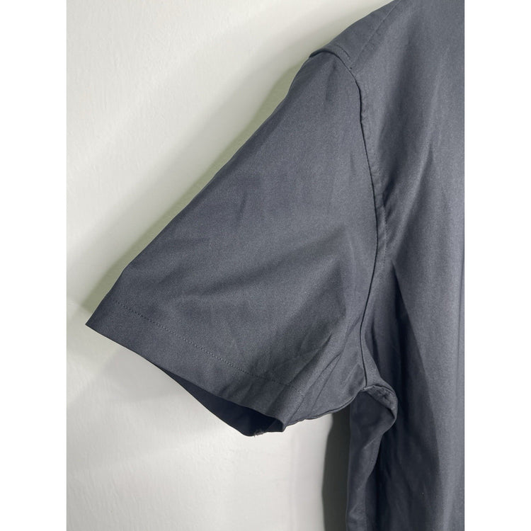 Men’s Workwear Navy Blue Slim Fit Oakley Button Up Short Sleeve Shirt Sz XL