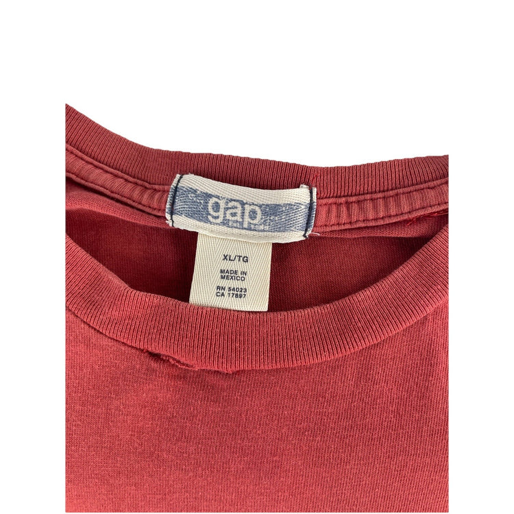 Mens Vintage Gap EST. 1969 T-Shirt Red Distressed Logo Size Xl