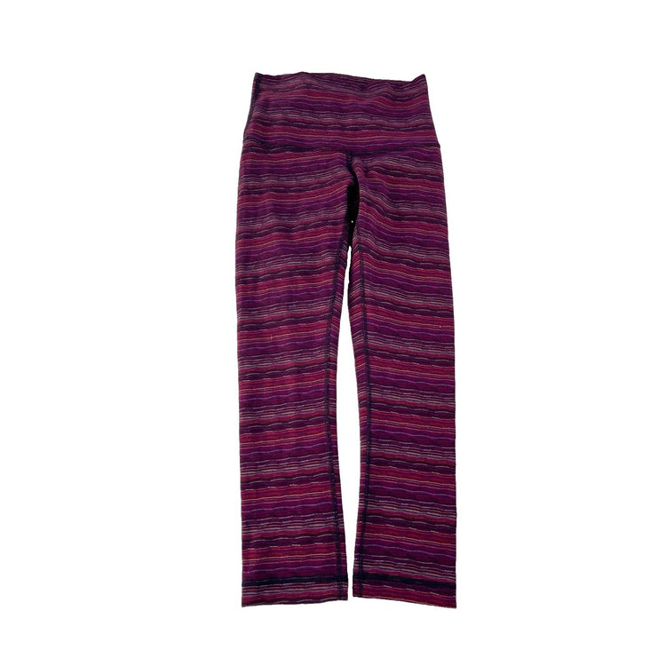 Women Lululemon HighRise Athletic Leggings Purple Multi-Color Stripe Size 4