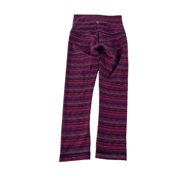 Women Lululemon HighRise Athletic Leggings Purple Multi-Color Stripe Size 4