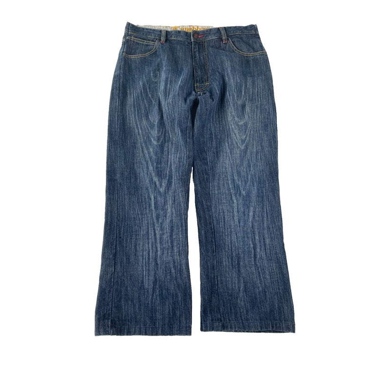 Mens Vintage 1992 Touchbase Loose Fit Woodgrain Wash Hip Hop Baggy Jeans SIZE 30