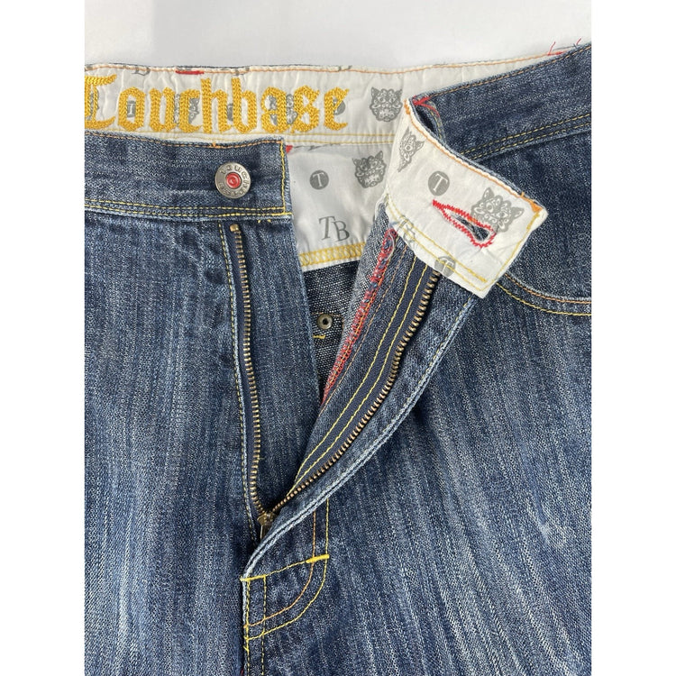 Mens Vintage 1992 Touchbase Loose Fit Woodgrain Wash Hip Hop Baggy Jeans SIZE 30