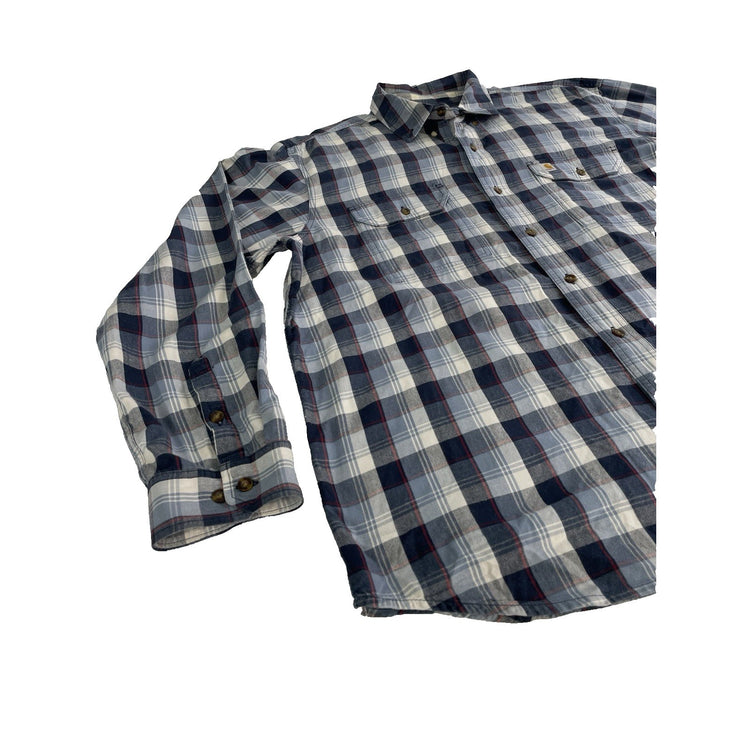 Mens Carhartt Relaxed Fit Blue & White Plaid Long Sleeve Button Down Size 2XL