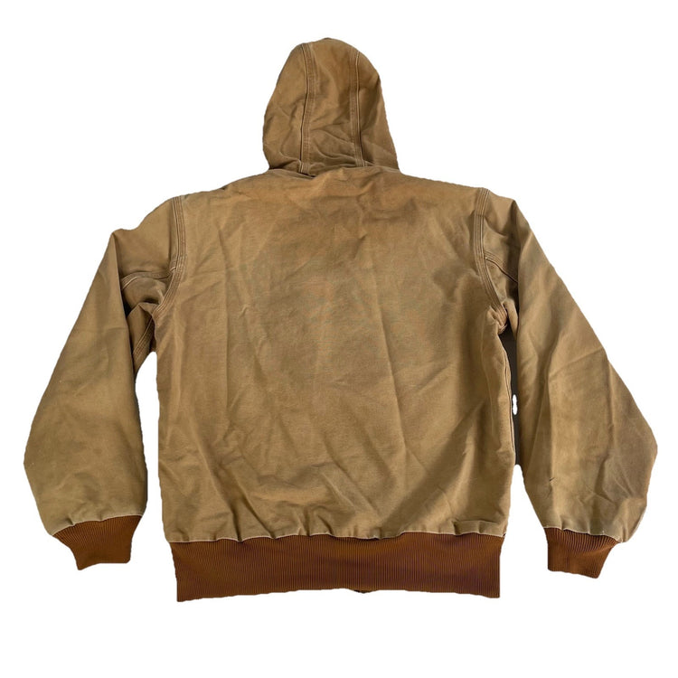 Mens Vintage Carhartt Brown Hooded Active Zip-up Jacket Size S