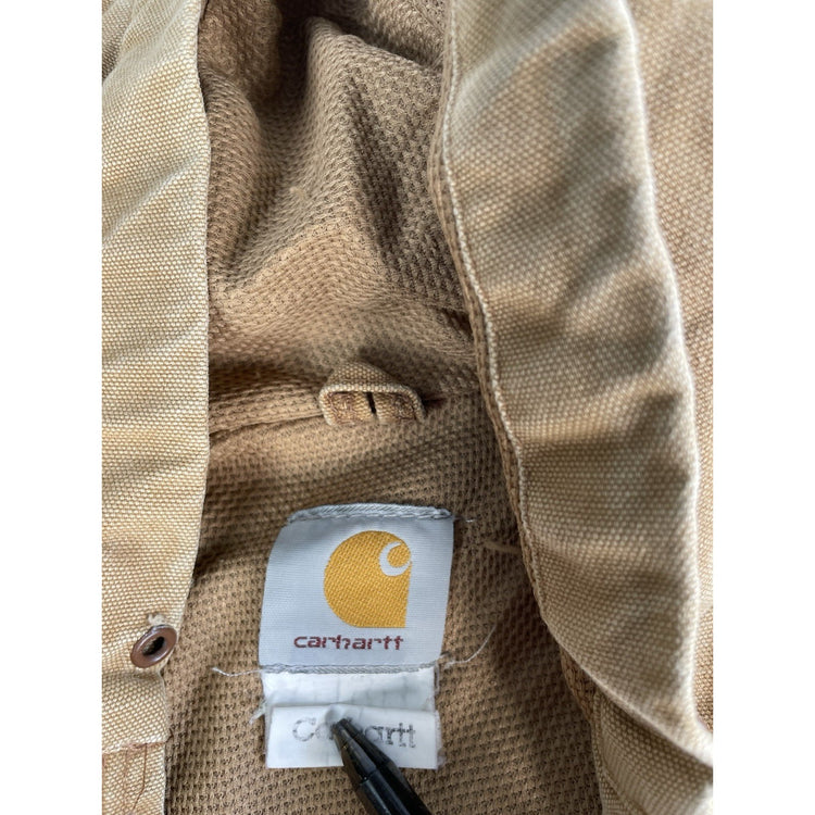 Mens Vintage Carhartt Brown Hooded Active Zip-up Jacket Size S