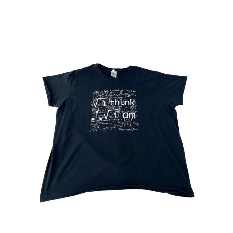 Womens Gildan Black Math Science Humor I Think Therefore I Am T Shirt SIZE 2XL