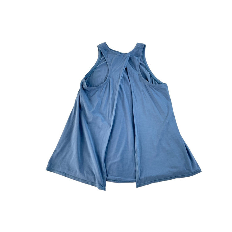 Women's Athletic Cross Back Sleeveless Tank Top Blue Size M/L