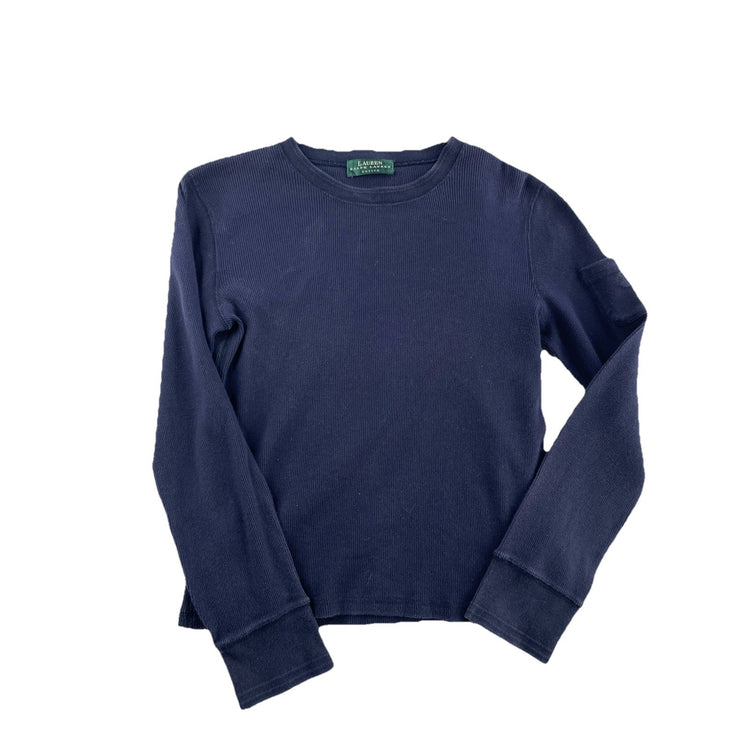 Womens Lauren Ralph Lauren Size Small Petite Navy Blue Long Sleeve