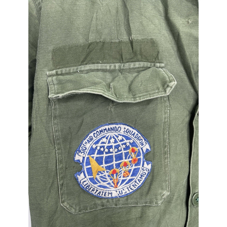 Vintage US Air Force USAF Air Defense Green Cotton Short Sleeve Shirt Sz M