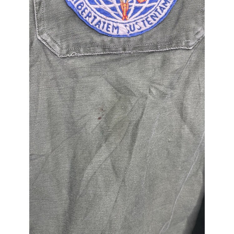 Vintage US Air Force USAF Air Defense Green Cotton Short Sleeve Shirt Sz M