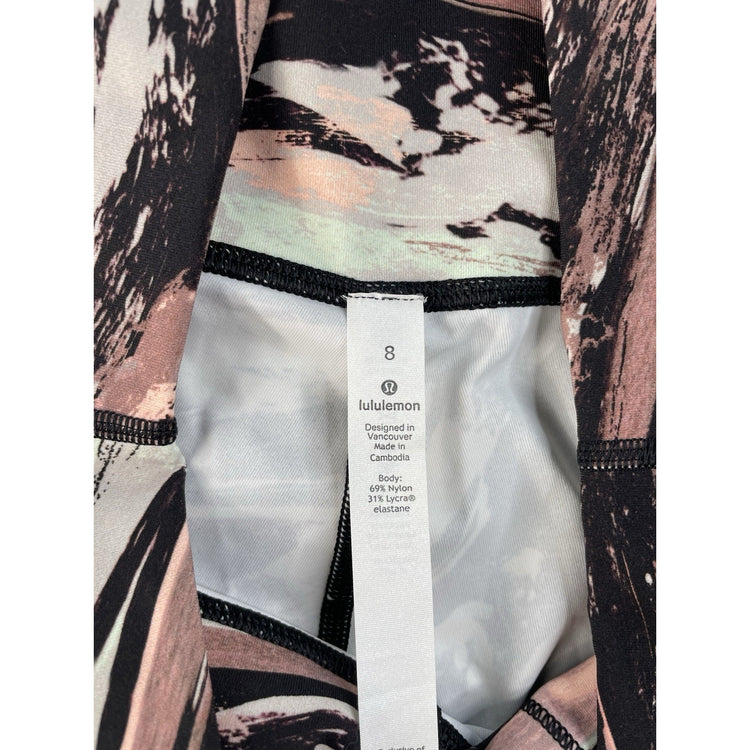 Lululemon Women's Multicolor Abstract Print Athletic Leggings, Size 8