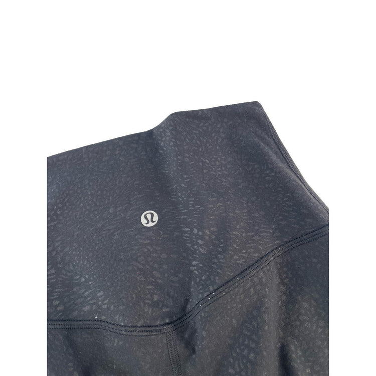 Womens Lululemon Black Embossed Cheetah Leopard Print Yoga Leggings SIZE 2