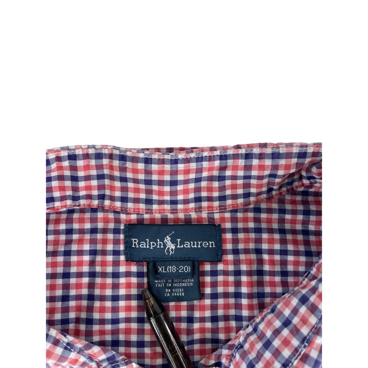 Youth Boys Ralph Lauren ButtonUp Shirt Multicolor Plaid Pattern Size Xl