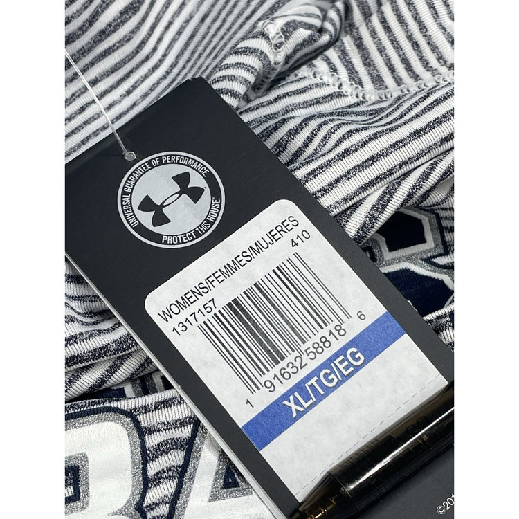 Womens Under Armour NWT White Striped Zinger Mines Softball Pullover Size XL