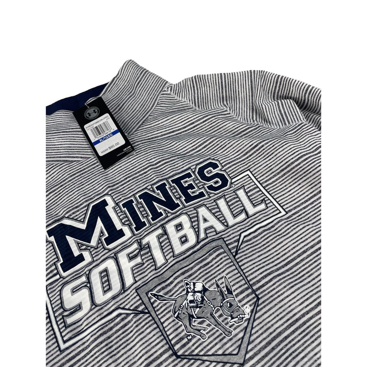 Womens Under Armour NWT White Striped Zinger Mines Softball Pullover Size XL