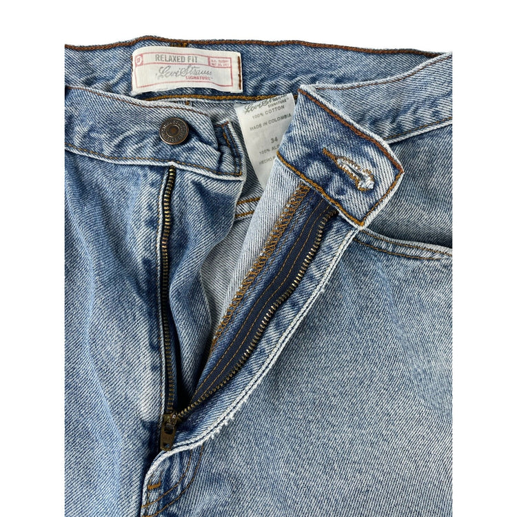 Mens Levi Strauss Signature Light Wash Relaxed Fit Denim Jean Shorts Size 34