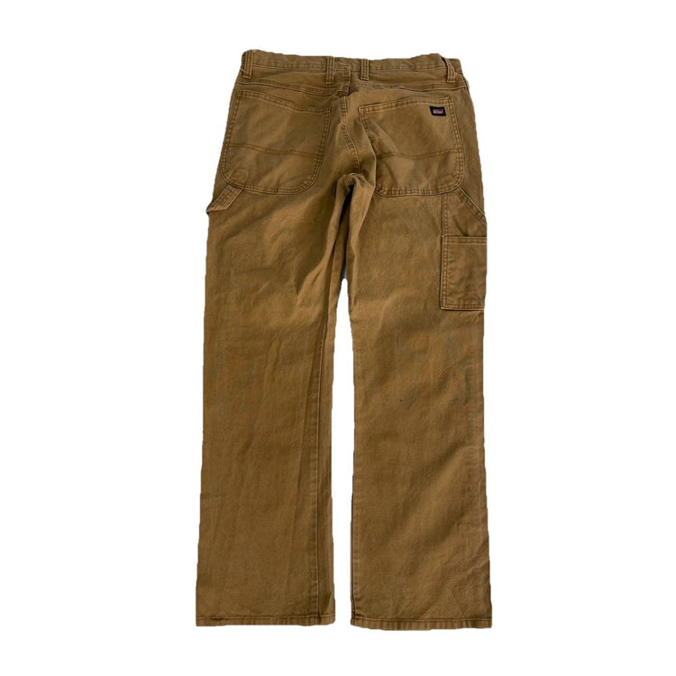 Mens Genuine Dickies Relaxed Fit Brown Canvas Carpenter Pants Size 32x30