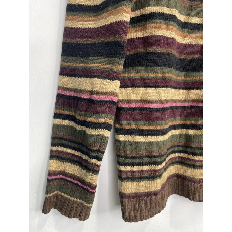 Adult VTG Jones New York Sport 100% Wool Sweater Striped Multicolor Sz M