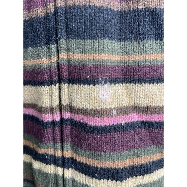 Adult VTG Jones New York Sport 100% Wool Sweater Striped Multicolor Sz M