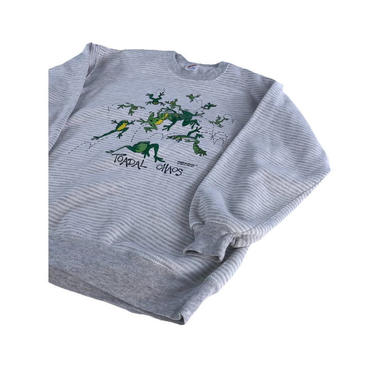 Mens 90s Vintage Jerzees Toad Tails; Toadal Chaos Frog Graphic Sweatshirt SizeXL