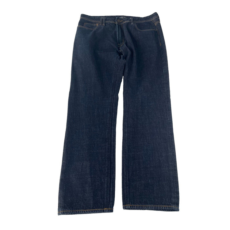 Mens Vintage Akoo Dark Wash Indigo Classic Straight Blue Jeans Size 38