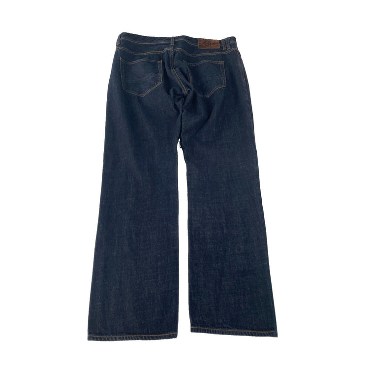 Mens Vintage Akoo Dark Wash Indigo Classic Straight Blue Jeans Size 38