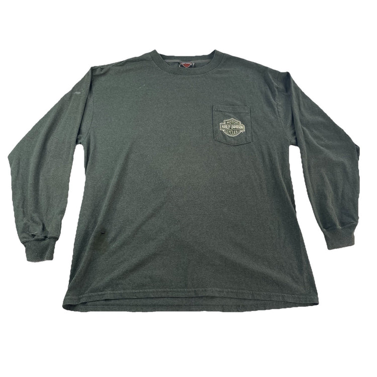 Mens Harley Davidson Sage Green Longsleeve Shirt Size 2Xl