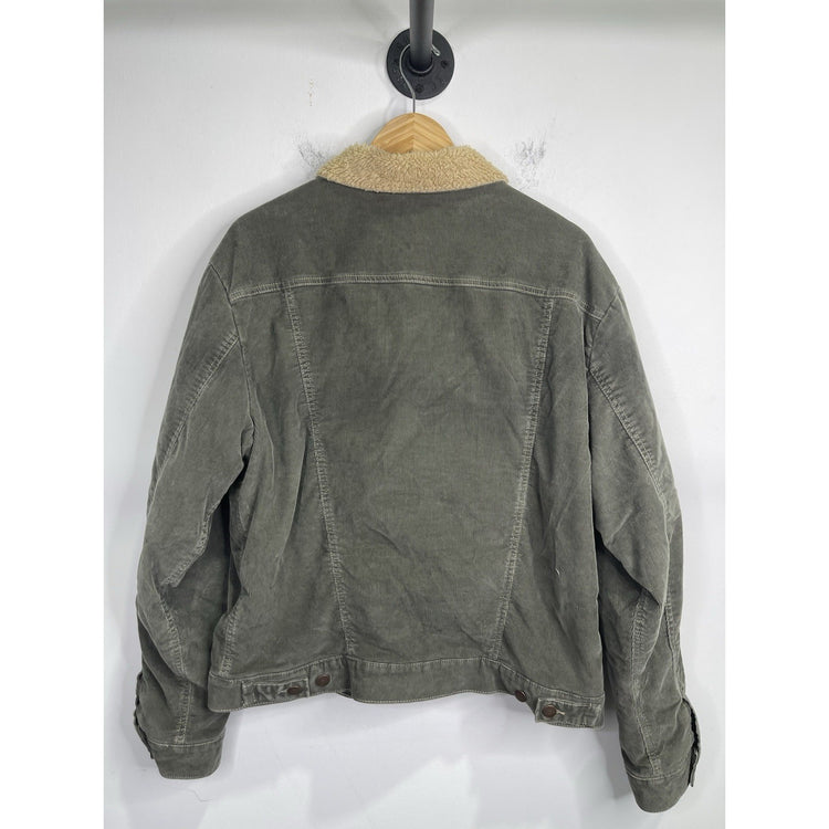 Wrangler Men's Corduroy Jacket Olive Brown Grey Lined Size Large