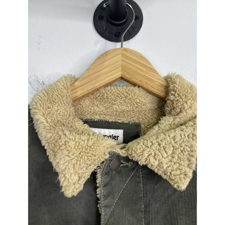 Wrangler Men's Corduroy Jacket Olive Brown Grey Lined Size Large