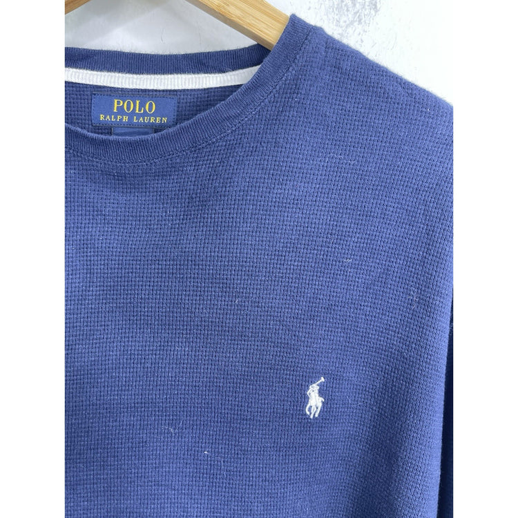 Men’s Polo Ralph Lauren Sleepwear Waffle Top Navy Blue 100% Cotton Sz Large