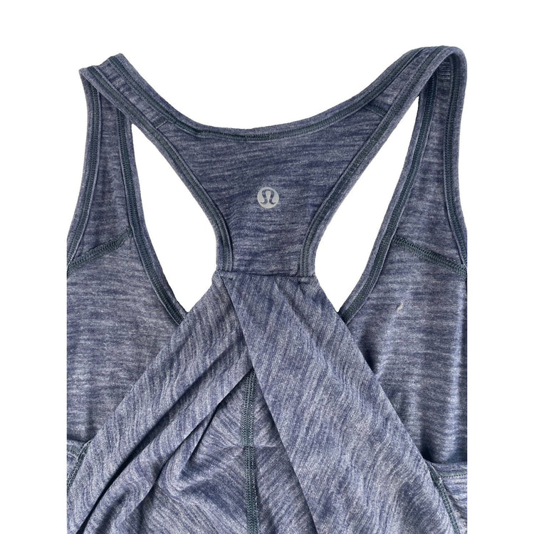 Women Lululemon Heathered Navy Blue Space Dye Pleated Essential Tank Top Size XL