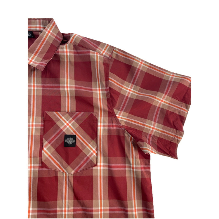 Mens Harley Davidson Multicolor Plaid Pattern ButtonUp Shirt Size 3Xl