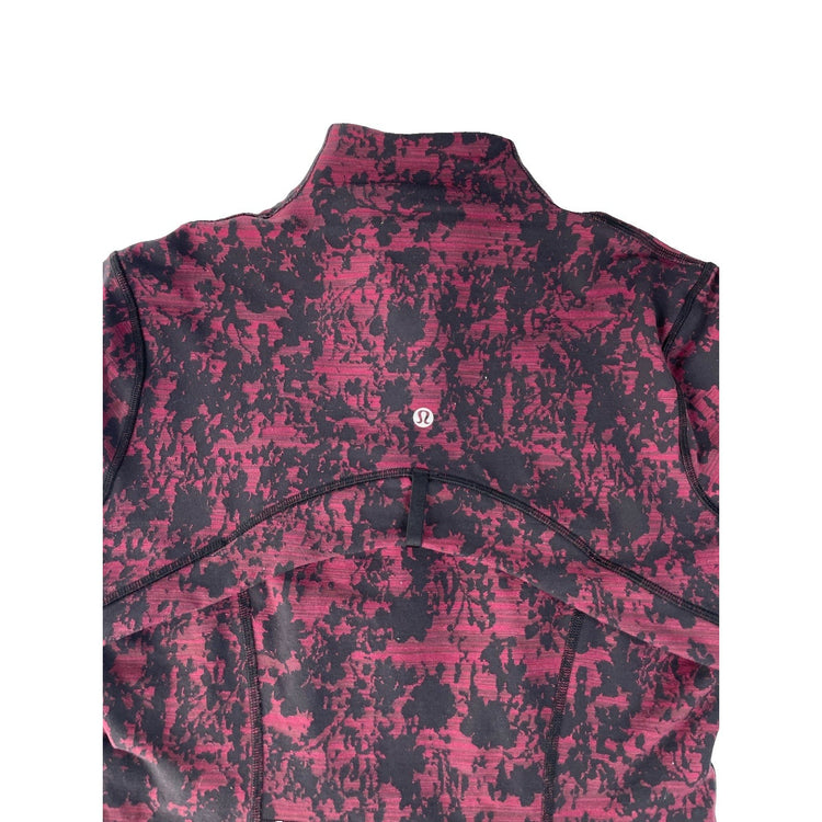 Womens Lululemon Burgundy Black Abstract Camo Full Zip Active Jacket Size 8
