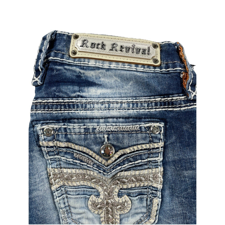 Women’s Rock Revival Elils, Easy Ankle Skinny Light Wash Blue Jeans Size 27